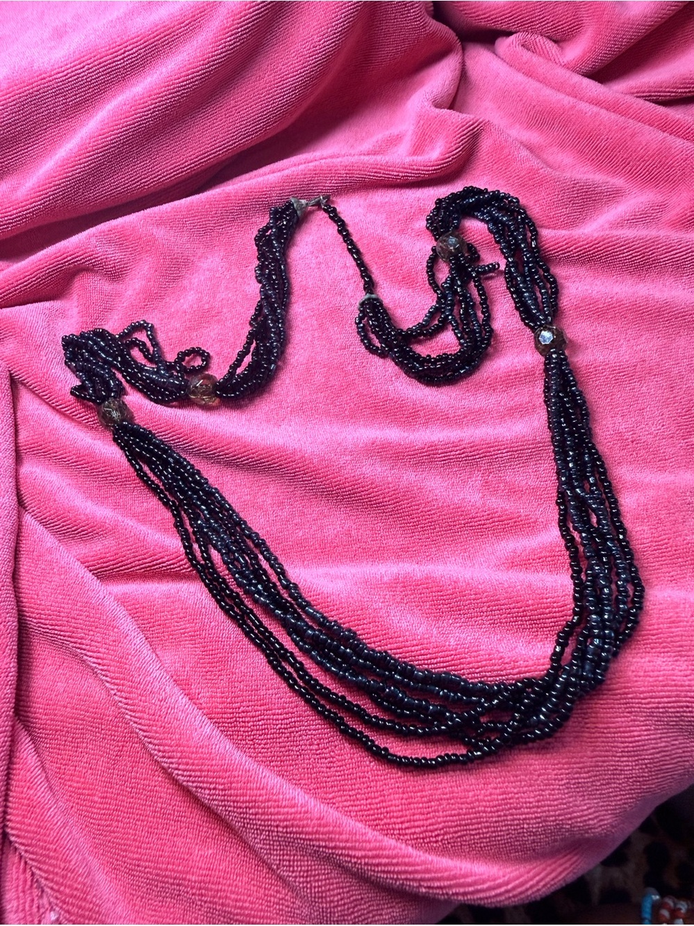 Multi-Strand Black Beaded Women's Necklace
